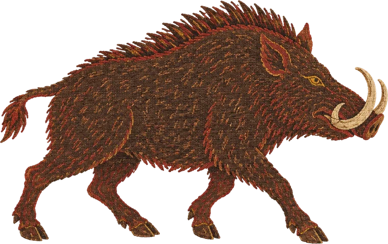 The Questing Boar, babi hutan besar bertaring melengkung.